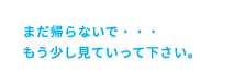 まだ帰らないで・・・もう少し見ていって下さい。